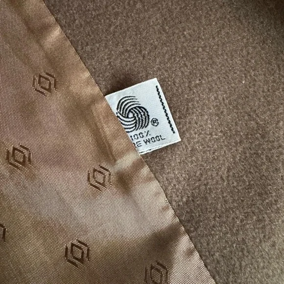 Vintage 90s 100% Wool Over Coat Taupe Tane - Picture 4 of 8